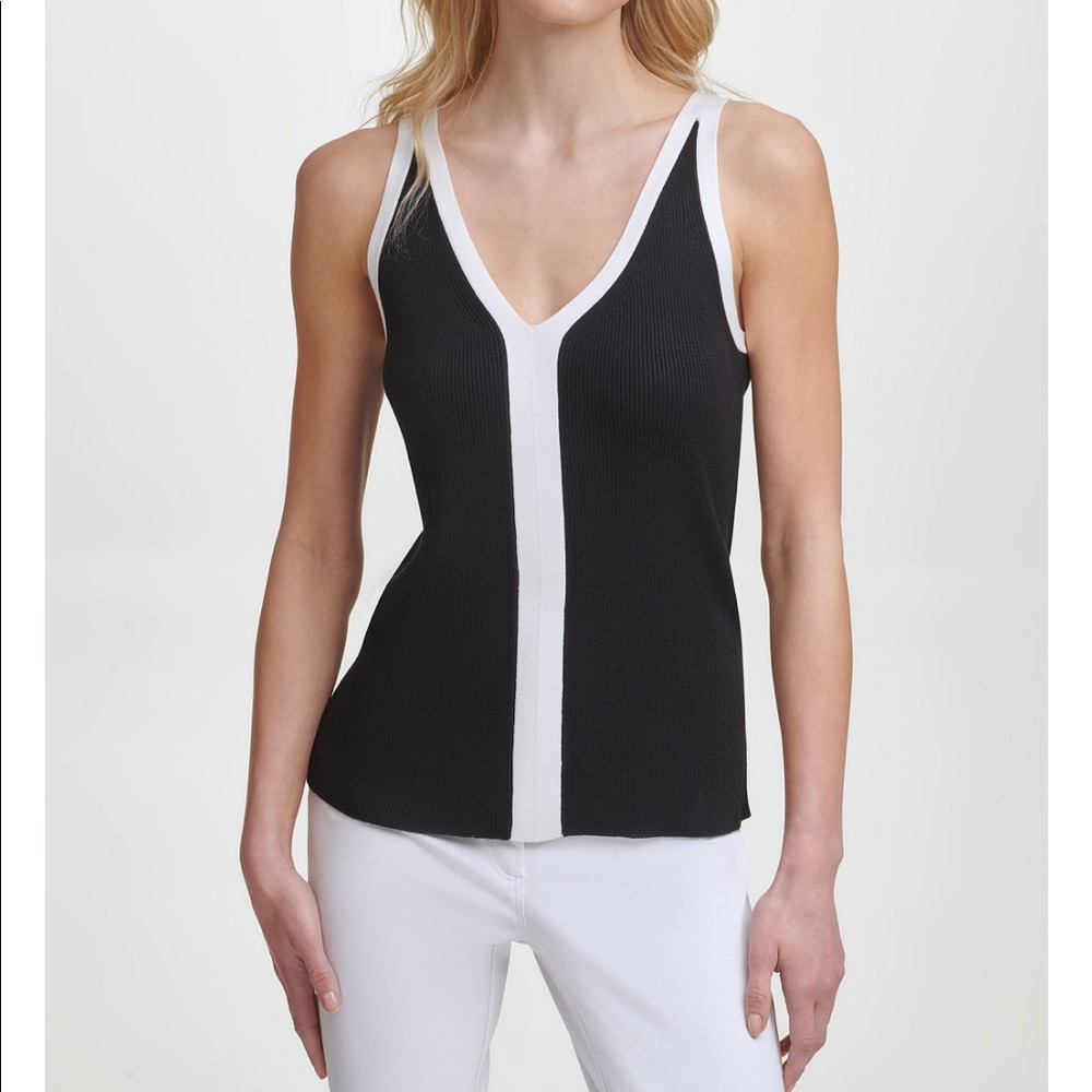 Karl Lagerfeld Paris Sleeveless Ribbed Sweater Tank XL